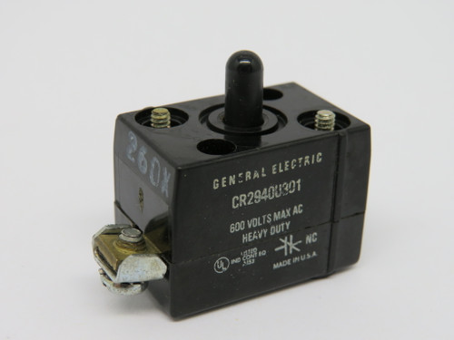 General Electric CR2940U301 Contact Block 1NC 600V USED