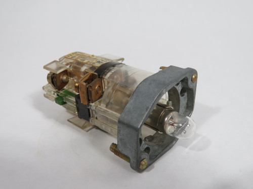 Sprecher + Schuh DE1-10 Contact Block w/Base + Lamp Holder *Missing Screw* USED