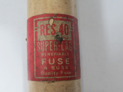 Bussmann Super-Lag RES40 Renewable Fuse 40A 600VAC USED