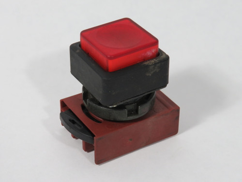 General Electric P9SPLRSD Raised Illuminated Push Button w/Holder Red USED