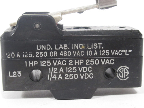 Microswitch BA-2RV22-A2 Snap Action Limit Switch 20A@125/250/480V NO SCREWS USED