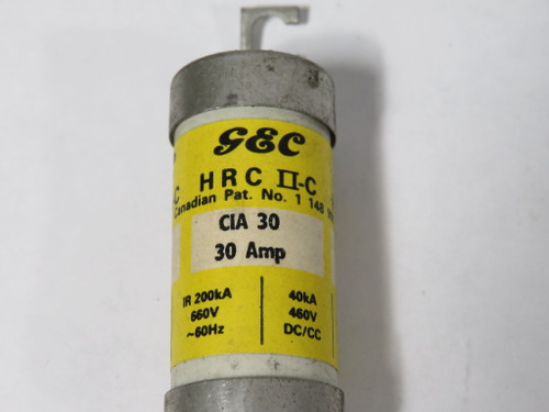 GEC CIA-30 Open Hole Bolt On Fuse 30A 660VAC 460VDC USED