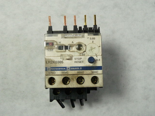 Telemecanique Square D LR2-K0305 Bimetallic Overload Relay 0.54-0.8A 575VAC USED