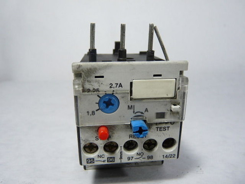 Omron J7TKN-B-2E7 Overload Relay 3Pole 1.8-2.7A 600VAC USED