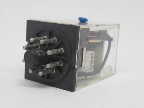 Omron MK2P-S-DC12 Plug-In Relay 12VDC 10A 8-Pin w/ Push-To-Test Button USED