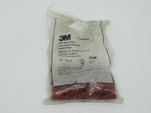 3M 71M-250-32-NL Insulated Male Quick Connect 22-18AWG .250" Tab *LOT OF 32* NWB