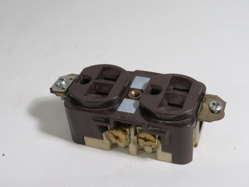 Hubbell HBL5262 Duplex Receptacle Brown 15A 125V 2 Pole 3 Wire Missing Tabs USED