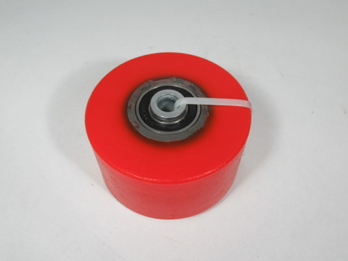 Generic Red Caster Wheel 4" OD 1/2" ID 2-1/8" W C/W 6203RS Bearing USED