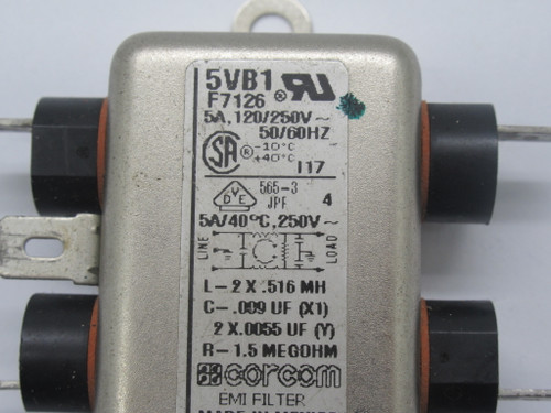 Corcom 5VB1 Line Filter 5A 120/250V 50/60Hz USED