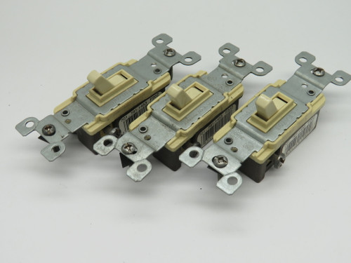 Leviton 1453-I NEW STYLE Ivory Toggle Switch 120V 15A Lot of 3 SHELF WEAR NOP