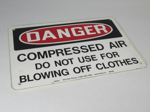 Seton DR126 Danger-Compressed Air Sign 10x7" USED