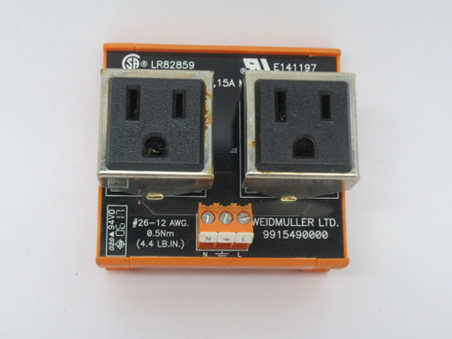 Weidmuller 9915490000 Duplex Outlet Module 125V 15amp USED