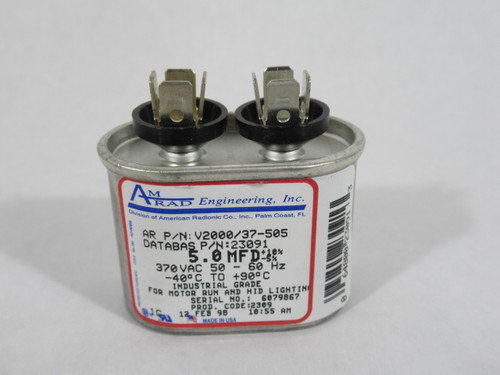 AmRad V2000/37-505 Run Capacitor 370VAC 50-60Hz 5.0uf USED