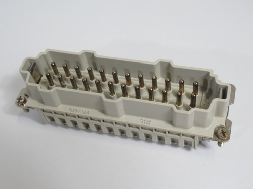 Weidmuller 1873590000 Male HDC Insert 24 Poles 500V 16A *Missing Screws* USED