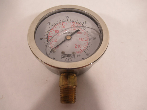 Winters PFQ802R1R11 Liquid-Filled Pressure Gauge 0-210kPa 0-30PSI USED