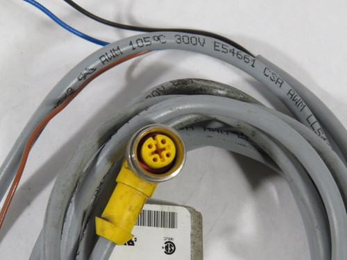 Turck WK 4T-5 Right-Angle M12 Female to Cut End 3 Cond 107" USED