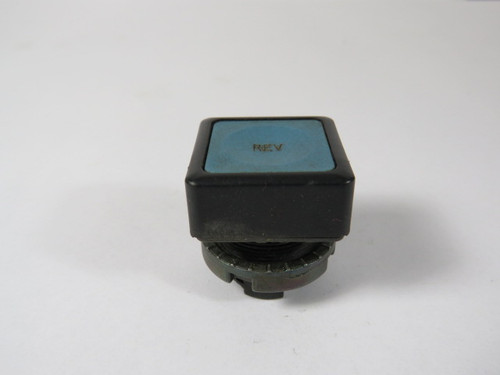 General Electric P9SPNLG Blue Push Button "REV" No Mounting Latch USED