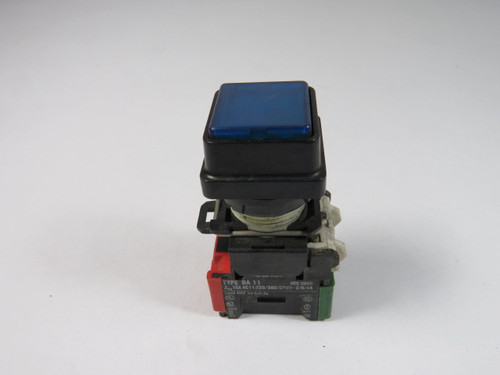 Square D D1Y3O-Z23B Blue Square Push Button 1NO/1NC USED