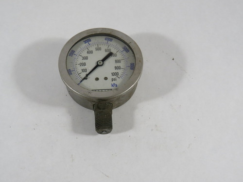 Foster 0-1000PSI 0-6800kPa Bottom-Mounted Pressure Gauge USED