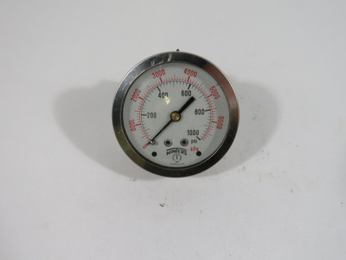 Winters PFQ909R1R11-25DRY 0-1000psi 0-7000kPa Pressure Gauge USED