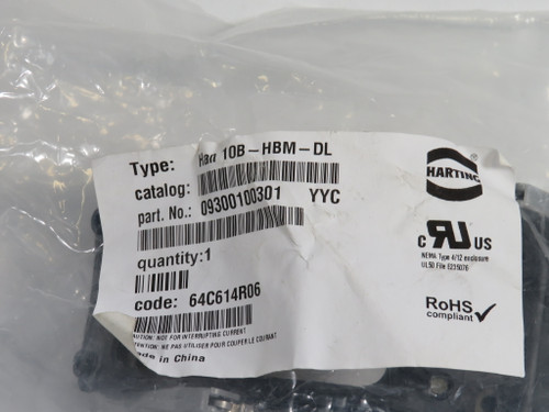 Harting 09300100301 10B-HBM-DL Connector Hood Locking Lever  NWB