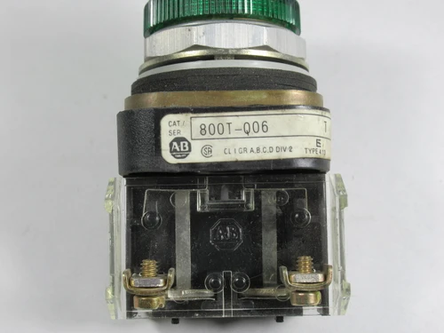 Allen-Bradley 800T-Q06G Series T Full-Voltage Pilot Light 6V Green Lens USED