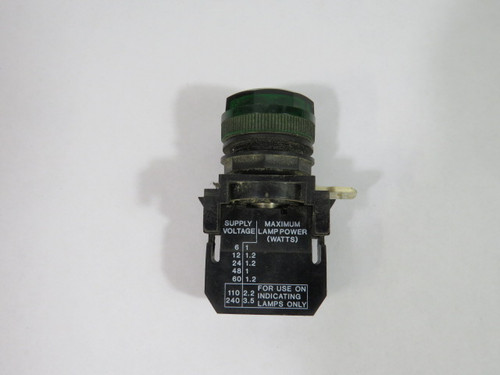 Cutler-Hammer E22H3X4 Green Indicating Light 250V USED