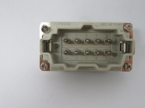 Weidmuller HDC-HE10-MS 1203900000 Gray Connector Insert 16A 500V 10 Pin NOP
