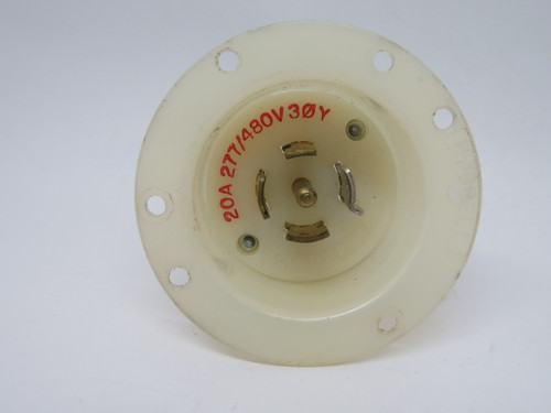 Hubbell HBL2525 Twist-Lock Flanged Inlet 20A 277/480V 5W 4P SHELF WEAR USED