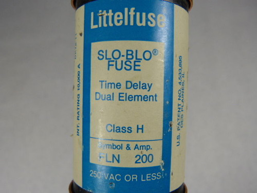 Littelfuse FLN-200 Slo-Blo Dual Element Time Delay Fuse 200A 250V USED