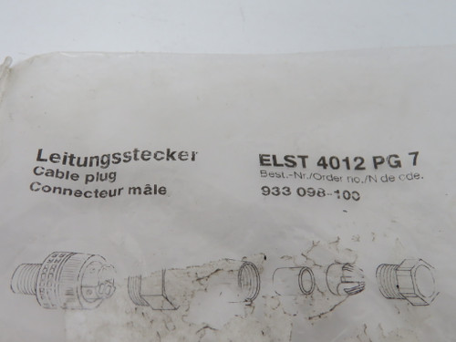Hirschmann ELST-4012-PG7 933-098-100 Sensor Connector M12 4 Position 4A 250V NWB
