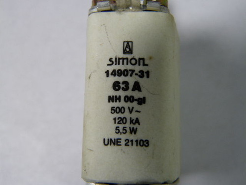 Simon 14907-31 Fuse 63Amp 500V USED