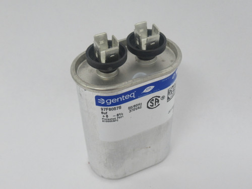 Genteq 97F8057S Motor Run Capacitor 6uf +/- 6% 50/60Hz 370VAC NOP