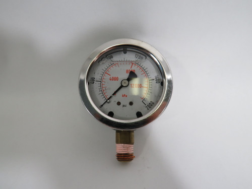 Generic Liquid Filled Pressure Gauge 0-2000 psi 0-12500kPa 1/4" NPT USED