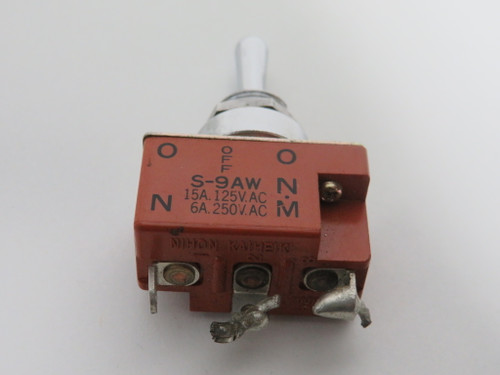 NKK S-9AW Toggle Switch 15A@125VAC 6A@250VAC SPDT USED
