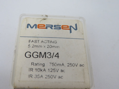 Mersen GGM3/4 Fast Acting Fuse 3/4A 250VAC SEALED 5-Pack NEW