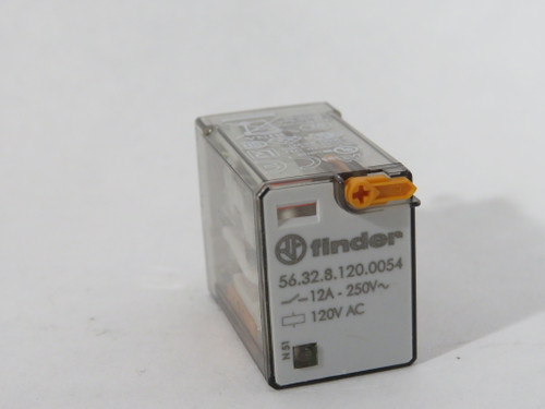 Finder 56.32.8.120.0054 General Relay 120VAC 12A@250AC 8-Blade USED