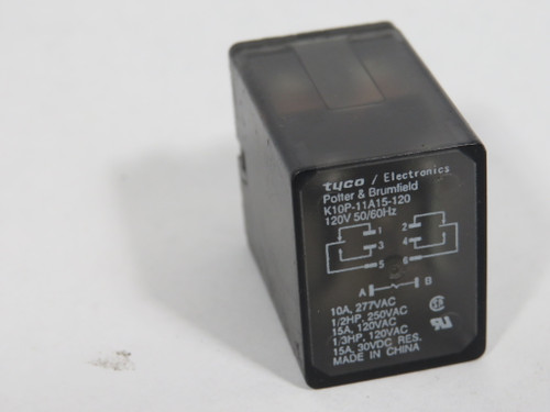 Tyco Potter & Brumfield K10P-11A15-120 General Relay 120V 50/60Hz 8 Blade USED