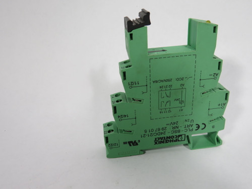 Phoenix Contact PLC-BSC-24DC/21-21 Green/Black Terminal Block Relay 24DC USED