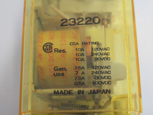 Idec RRIBA-128-S-AC120V Relay w/Clamps 10A 120VAC 5 Blade USED