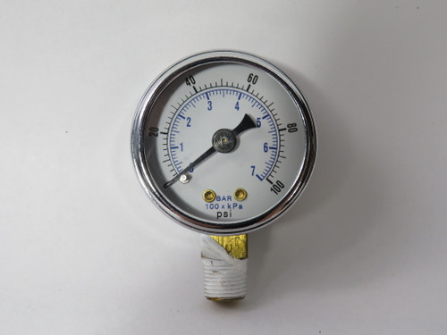 Generic 101D-158E Pressure Gauge 0-100 PSI  0-7 bar 1-1/2" 1/8" NPT DMG BOX NEW