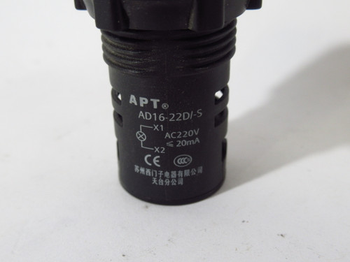 APT AD16-22D/R28S Red 22mm Pilot Light 220VAC@20mA USED