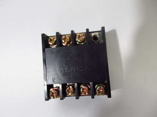 Menics PG-08 Relay Socket 7A@250VAC 8-Pin *Missing Screw* USED