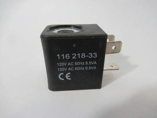 Aro 116-218-33 8-22 Solenoid Coil 60VDC 120V@50/60Hz 6.9W 8.5VA/6.9VA USED