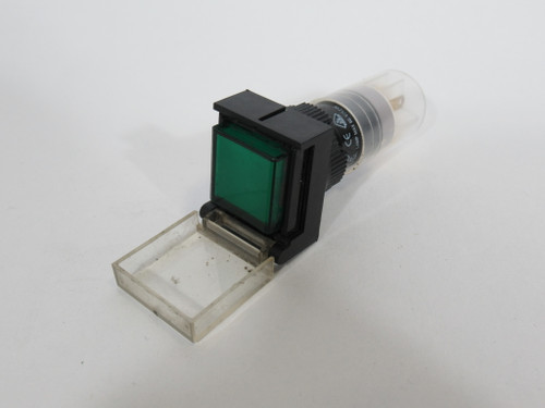 Deca P16-LMS1-1AB-GRN Momentary Push Button w/Cover 16mm 1NO 1NC USED