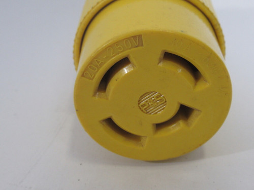 Pass & Seymour 7413-G Yellow Connector 20A@250V 10A@600V 4W 3P USED