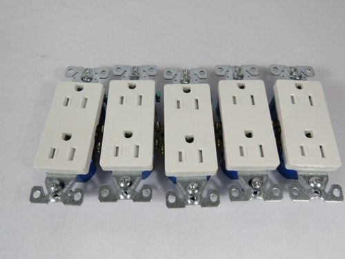 Cooper TR1107W Decorator Receptacle 15A 125V 2P 3W Lot of 5 ! NOP !