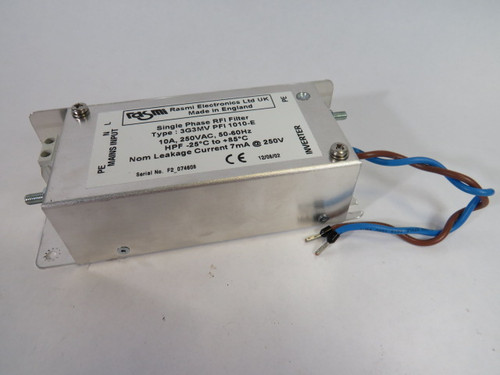 Rasmi Electronics LTD 3G3MV-PFI-1010-E Single Phase RFI Filter 250VAC USED