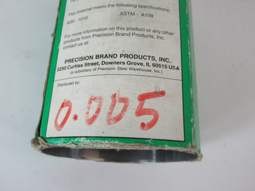Precision Brand 16320 Steel Shim 0.005" Thickness 6" x 100" LENGTH REMOVED NEW