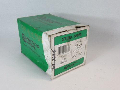 Precision Brand 16530 Steel Shim 0.015" Thickness 6" x 100" LENGTH REMOVED NEW